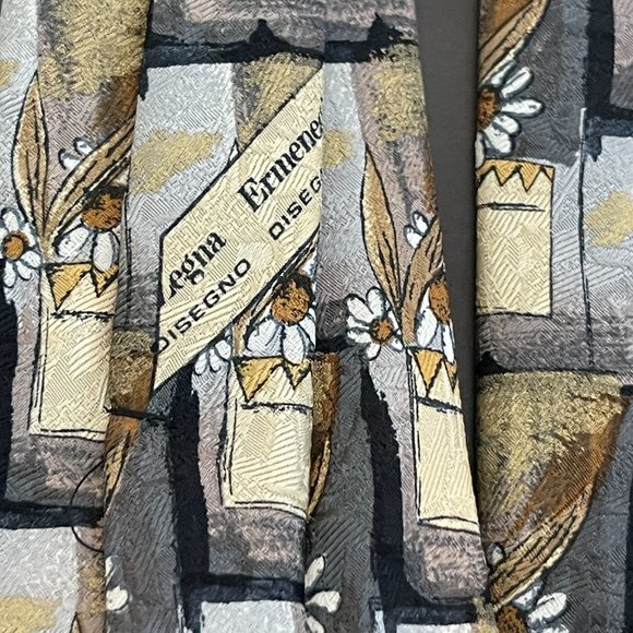 Ermenegildo Zegna Flower Design 100% Silk Tie - Picture 4 of 6